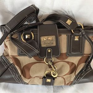 Coach Monogrammed Brown & Tan Purse, Used